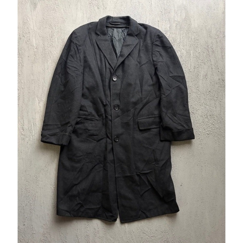 Vintage Royal Hall Overcoat Large Gray 1950s Wool Long Jacket Lined
